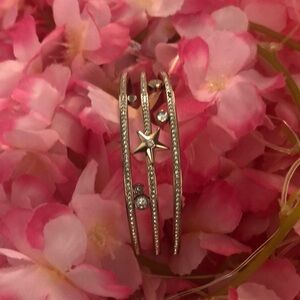 MICHAEL KORS Beyond Brilliant Rose Gold Cuff Bracelet Star Crystals Rhinestones